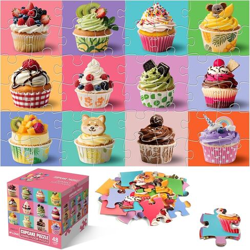 Jumbo Floor Puzzle for Kids,48 Piece Cupcake Jigsaw Puzzles,Learning Educational Toys for Toddlers Ages 3-5,Children Gift for Boy Girl Ages 4-8 in Saudi Arabia