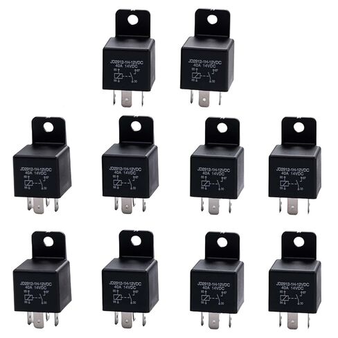 مرحل السيارة 4 Pin 12V 40A SPST موديل JD2912-1H-12VDC 40A 14VDC، متوافق مع مفاتيح السيارات والمبتدئين، 10 عبوات in Kuwait