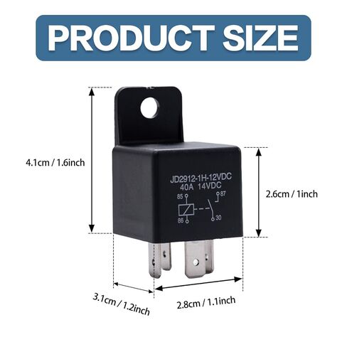 مرحل السيارة 4 Pin 12V 40A SPST موديل JD2912-1H-12VDC 40A 14VDC، متوافق مع مفاتيح السيارات والمبتدئين، 10 عبوات in Kuwait