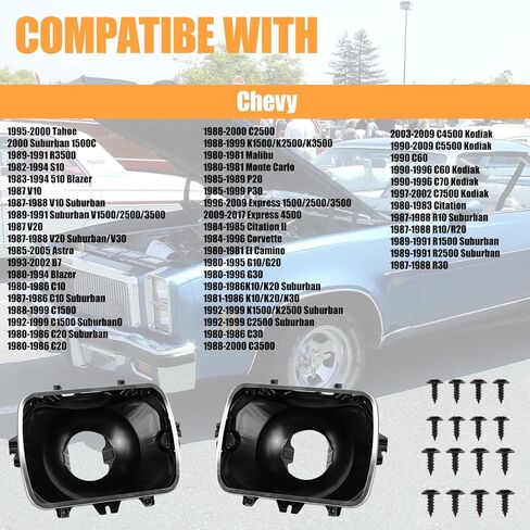 42437 Headlamp Bucket Mounting Kit (2 Pack) - Compatible with GMC Chevrolet Oldsmobile Buick Pontiac Cadillac, Replaces 5966249, 5968095, 5969466, 5X7 Headlight Bucket in Saudi Arabia