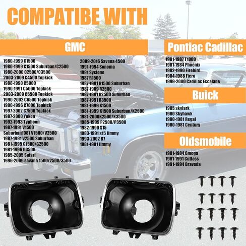 42437 Headlamp Bucket Mounting Kit (2 Pack) - Compatible with GMC Chevrolet Oldsmobile Buick Pontiac Cadillac, Replaces 5966249, 5968095, 5969466, 5X7 Headlight Bucket in Saudi Arabia