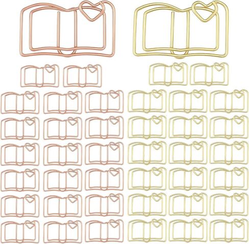 40Pcs Book Clips, Rose Gold Fun Paper Clips, Shaped Paper Clip Funny Bookmarks Planner, Decorative Papers Clip to Hold Book Open for Fun Office Supplies School Gifts Wedding Decoration in Saudi Arabia