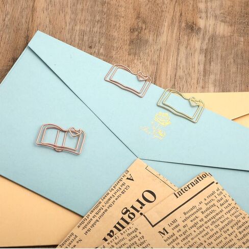 40Pcs Book Clips, Rose Gold Fun Paper Clips, Shaped Paper Clip Funny Bookmarks Planner, Decorative Papers Clip to Hold Book Open for Fun Office Supplies School Gifts Wedding Decoration in Saudi Arabia