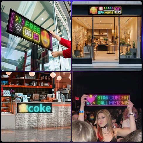 KZO 23.6x4.73 بوصة LED ضوء عيون الشيطان للزجاج الأمامي لشاحنة السيارة قطعة واحدة، مع التطبيق/جهاز التحكم عن بعد، نص/صورة DIY، مقاومة للماء، شاشة LED مرنة للحفلات/المتجر/الديكور in Kuwait