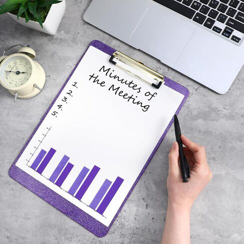 ألواح حافظات بلاستيكية أرجوانية لامعة مع حامل أقلام، ألواح حافظات لامعة مقاس 12.6 × 8.86 بوصة مع مشبك معدني منخفض المستوى، حافظة معلقة لطيفة لمستلزمات مكتب المدرسة المكتبية in Kuwait