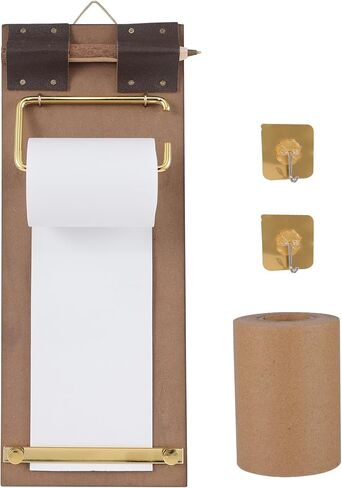 LONGFEIXIANG Retro Memo Clipboard Roll Paper, Tear-Off Dual-Color Roll Paper(White and Khaki Wood Grain), Comes with Faux Wood Pencil, Suitable for Home, Office, Memo Board, and to-Do Lists in Saudi Arabia