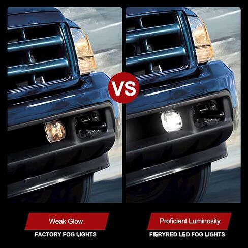مصباح ضباب LED FIERYRED متوافق مع 2005 2006 2007 F250 وF350، مصباح ضباب القيادة OEM مع لمبة LED، IP 68 مقاوم للماء in Kuwait