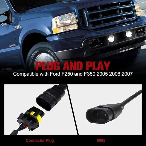 مصباح ضباب LED FIERYRED متوافق مع 2005 2006 2007 F250 وF350، مصباح ضباب القيادة OEM مع لمبة LED، IP 68 مقاوم للماء in Kuwait