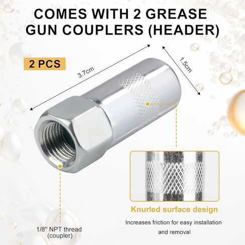 Grease Gun Accessory Kit, 18 Inch Spring Flex Hose with Grease Gun Coupler 8000PSI 1/8" NPT Threads Grease Gun Fittings in Saudi Arabia