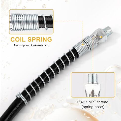 Grease Gun Accessory Kit, 18 Inch Spring Flex Hose with Grease Gun Coupler 8000PSI 1/8" NPT Threads Grease Gun Fittings in Saudi Arabia
