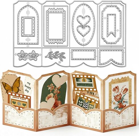 3D Folded Card Cutting Dies, Carbon Steel Die Cuts Stencils Folding Frame Blessing Card Embossing Template Dies for Greeting Card Making Party Invitation Photo Album Gift Decor in Saudi Arabia