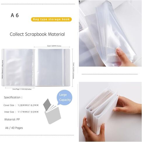 A6 Storage Folder, Sticker Collecting Album Organization Sheets Book Accessories for Labels Storage Planner Stickers Organizers Collector Recipe Cards Back to School Gifts in Saudi Arabia