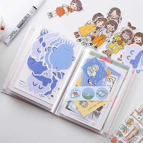 A6 Storage Folder, Sticker Collecting Album Organization Sheets Book Accessories for Labels Storage Planner Stickers Organizers Collector Recipe Cards Back to School Gifts in Saudi Arabia