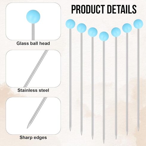 500 PCS Sewing Pins for Fabric, 1.75inch Straight Pins, Glass Head Quilting Pins, Long Blue Stainless Steel Dressmaker for Sewing, Crafts, Jewelry Making, Wedding Bouquets, Jewelry DIY Decoration in Saudi Arabia