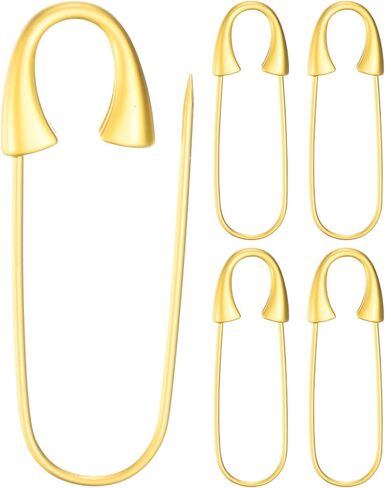 5-Pack Large Safety Pin, 1.93 in(49mm) Zinc Alloy Heavy Brooch Pin for Sewing Clothes/Costume/Skirts Garments/Craft Supplies, Decorative Safety Pins [Silver Tone] in Kuwait