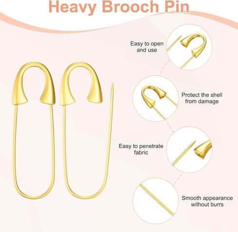 5-Pack Large Safety Pin, 1.93 in(49mm) Zinc Alloy Heavy Brooch Pin for Sewing Clothes/Costume/Skirts Garments/Craft Supplies, Decorative Safety Pins [Silver Tone] in Kuwait