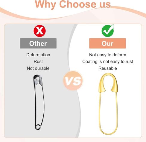 5-Pack Large Safety Pin, 1.93 in(49mm) Zinc Alloy Heavy Brooch Pin for Sewing Clothes/Costume/Skirts Garments/Craft Supplies, Decorative Safety Pins [Silver Tone] in Kuwait