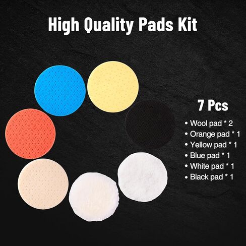 7-PCS Car Detailing Polishing Pad Set: Compatible with 6" Backing Plates, Features Dual Action Sponge Buffing Pads, Ideal for Use with Polishers to Perform Detailing, Waxing and Polishing Work in Saudi Arabia