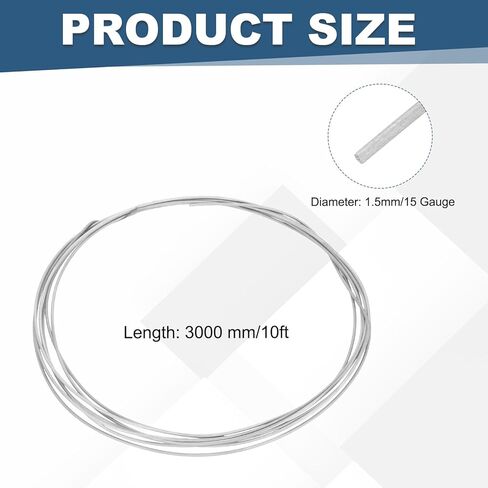 MECCANIXITY Titanium Wire, 10 Feet x 1.5mm 15 Gauge TA1 Pure Titanium Soft Welding Round Metal Craft Wire for Jewelry Crafts Making Soldering Electric Power (Silver Tone) in Saudi Arabia