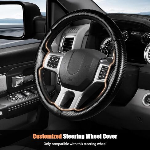 غطاء عجلة قيادة مخصص من Aimato لسيارة Dodge RAM 1500 2012-2018، RAM 1500 Classic 2019-2023، RAM 2500/3500/4500/5500 2012-2018 رفيع، مضاد للانزلاق، مقاوم للخدش ملحق سيارة حصري لذاكرة الوصول العشوائي in Kuwait