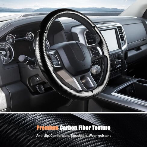غطاء عجلة قيادة مخصص من Aimato لسيارة Dodge RAM 1500 2012-2018، RAM 1500 Classic 2019-2023، RAM 2500/3500/4500/5500 2012-2018 رفيع، مضاد للانزلاق، مقاوم للخدش ملحق سيارة حصري لذاكرة الوصول العشوائي in Kuwait