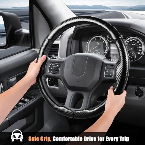 غطاء عجلة قيادة مخصص من Aimato لسيارة Dodge RAM 1500 2012-2018، RAM 1500 Classic 2019-2023، RAM 2500/3500/4500/5500 2012-2018 رفيع، مضاد للانزلاق، مقاوم للخدش ملحق سيارة حصري لذاكرة الوصول العشوائي in Kuwait