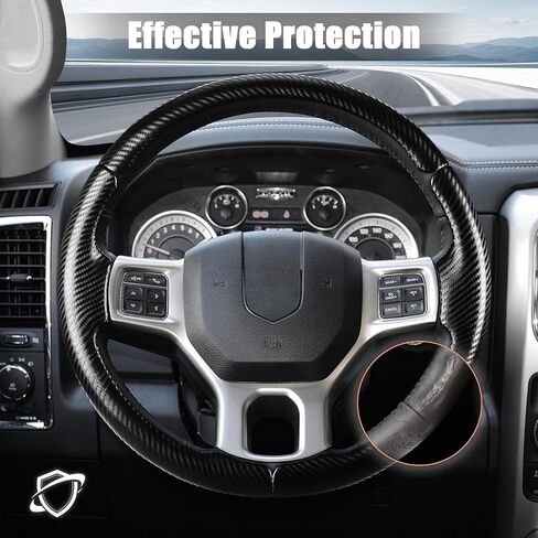 غطاء عجلة قيادة مخصص من Aimato لسيارة Dodge RAM 1500 2012-2018، RAM 1500 Classic 2019-2023، RAM 2500/3500/4500/5500 2012-2018 رفيع، مضاد للانزلاق، مقاوم للخدش ملحق سيارة حصري لذاكرة الوصول العشوائي in Kuwait