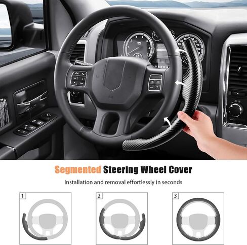 غطاء عجلة قيادة مخصص من Aimato لسيارة Dodge RAM 1500 2012-2018، RAM 1500 Classic 2019-2023، RAM 2500/3500/4500/5500 2012-2018 رفيع، مضاد للانزلاق، مقاوم للخدش ملحق سيارة حصري لذاكرة الوصول العشوائي in Kuwait