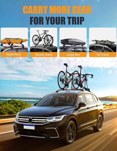 قضبان متقاطعة لرف السقف بوزن 220 رطل متوافقة مع فولكس فاجن أطلس 2017 2018 2019 2020 2021 2022 2023 2024، قضبان سقف قابلة للقفل من الألومنيوم شديدة التحمل ومضادة للسرقة وحاملة أمتعة على السطح in Kuwait