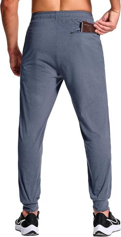 Men's Athletic Joggers Stretch Sweatpants with Zipper Pockets Running Workout Gym Track Golf Pants for Men in Saudi Arabia