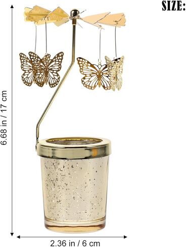 Garneck Spinning Candle Holder Butterfly Design Rotating Tealight Candle Stand Table Centerpiece Tabletop Decoration for Home Party Wedding (Golden) in Saudi Arabia