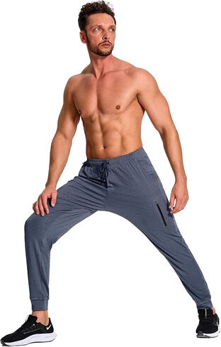 Men's Athletic Joggers Stretch Sweatpants with Zipper Pockets Running Workout Gym Track Golf Pants for Men in Saudi Arabia
