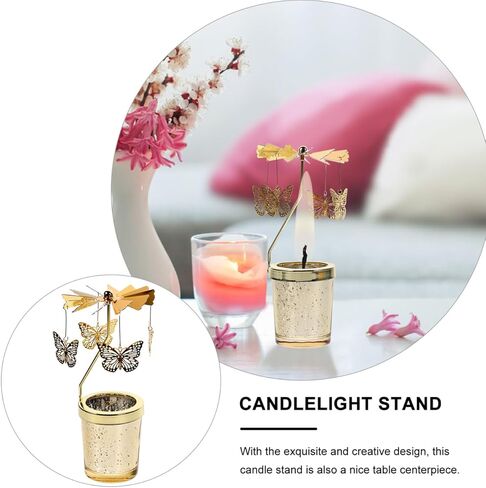 Garneck Spinning Candle Holder Butterfly Design Rotating Tealight Candle Stand Table Centerpiece Tabletop Decoration for Home Party Wedding (Golden) in Saudi Arabia
