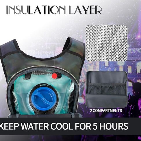 حزمة ترطيب CITCAR، حقيبة ظهر مائية مع مثانة ترطيب 3 لتر عازلة خفيفة الوزن، أساسيات المهرجان، حقيبة ظهر مرطبة، حقيبة ظهر هيدروباك للهذيان، المشي لمسافات طويلة، ركوب الدراجات، الجري، معدات المهرجانات in Kuwait