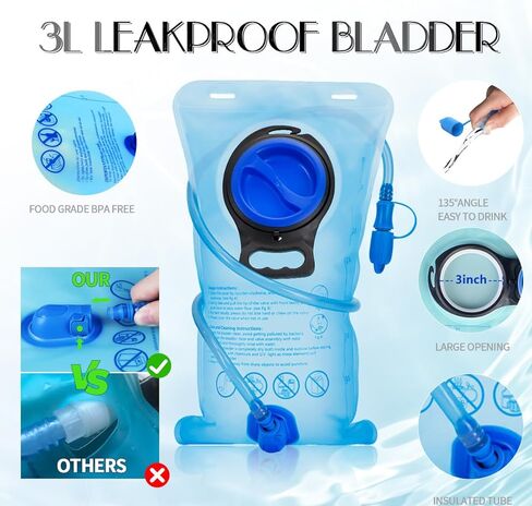 حزمة ترطيب CITCAR، حقيبة ظهر مائية مع مثانة ترطيب 3 لتر عازلة خفيفة الوزن، أساسيات المهرجان، حقيبة ظهر مرطبة، حقيبة ظهر هيدروباك للهذيان، المشي لمسافات طويلة، ركوب الدراجات، الجري، معدات المهرجانات in Kuwait