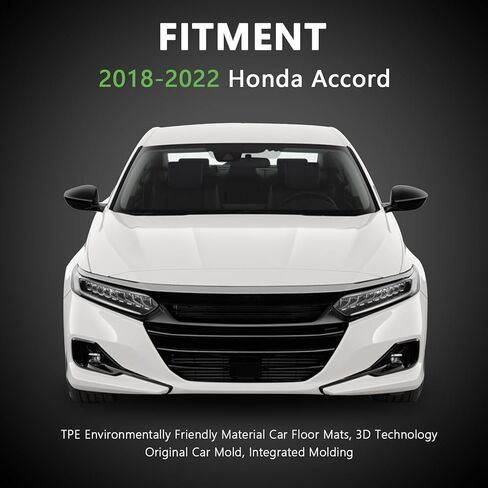 سجادات أرضية مناسبة لسيارة Honda Accord 2018-2022 (تشمل الموديلات الهجينة) - 3 قطع للصف الأول والثاني باللون الأسود للحماية من جميع الأحوال الجوية بطانات سيارة TPE in Saudi Arabia