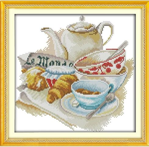 مجموعات غرز متقاطعة مختومة من CROSSDECOR للبالغين، لوازم غرز متقاطعة مطبوعة بدقة عالية 14CT 2 خيوط إبرة للمبتدئين، طقم تطريز يدوي الصنع - بورسلين 36 × 28 سم in Saudi Arabia