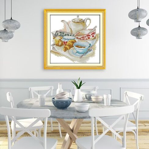 مجموعات غرز متقاطعة مختومة من CROSSDECOR للبالغين، لوازم غرز متقاطعة مطبوعة بدقة عالية 14CT 2 خيوط إبرة للمبتدئين، طقم تطريز يدوي الصنع - بورسلين 36 × 28 سم in Saudi Arabia