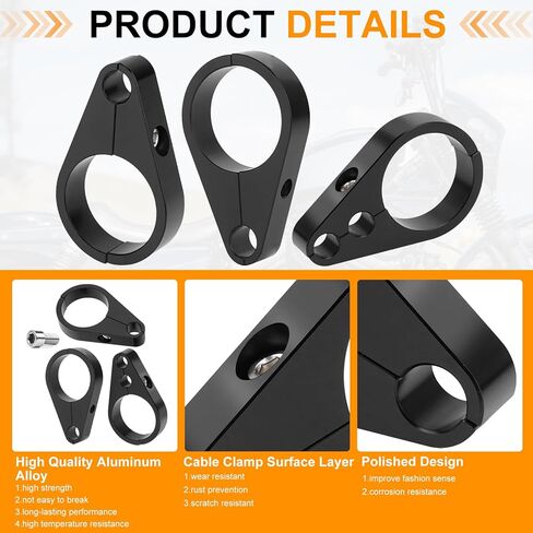 Jerbor 3PCS 1.25" Single Dual Hole Clutch Throttle Cable Clamp Brake Line Clips for Harley Touring Sportster Softail Dyna for Hon.da,Throttle Line Clip Brake Cable Clamp fit 1 1/4" Handlebar or Frame in Saudi Arabia