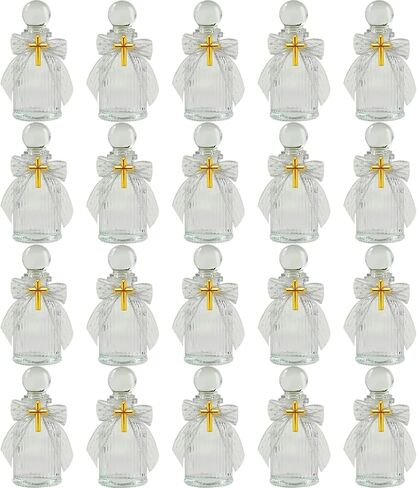 10 Set Holy Water Bottles 50ml Catholic Christian Glass Bottles With 10Pcs Cross Lapel Pins 10Pcs Lace Bow for Holy Communion Gifts Empty Container for Church Wedding Party Favors Gift Set in Saudi Arabia