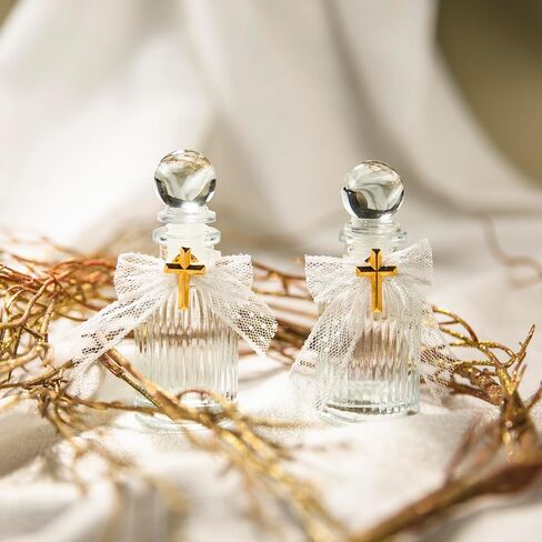 10 Set Holy Water Bottles 50ml Catholic Christian Glass Bottles With 10Pcs Cross Lapel Pins 10Pcs Lace Bow for Holy Communion Gifts Empty Container for Church Wedding Party Favors Gift Set in Saudi Arabia