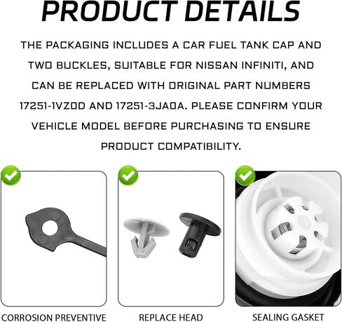 Gas Cap for Nissan Fuel Cap OEM #17251-3JA0A for Nissan 2013-2018 Altima 2013-2020 Pathfinder 2011-2020 Frontier 2015-2020 Murano 2012-2020 Versa, Infiniti 2013 JX35 2014-2020 QX60 Accessories in Saudi Arabia