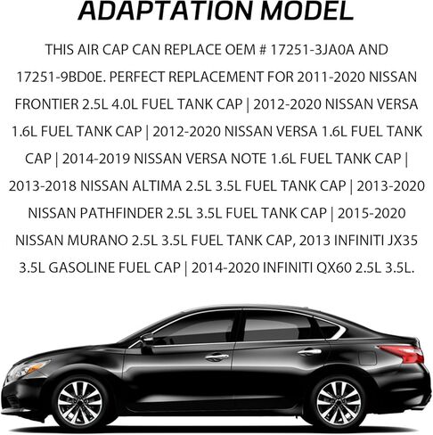 Gas Cap for Nissan Fuel Cap OEM #17251-3JA0A for Nissan 2013-2018 Altima 2013-2020 Pathfinder 2011-2020 Frontier 2015-2020 Murano 2012-2020 Versa, Infiniti 2013 JX35 2014-2020 QX60 Accessories in Saudi Arabia
