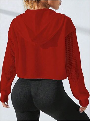 SweatyRocks Women's Activewear Long Sleeve Sheer Mesh Hooded Full Zip Sports Track Jacket Black Small in Saudi Arabia