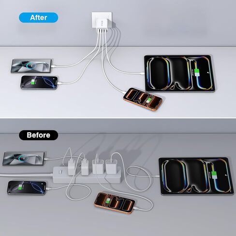 [3 عبوات] شاحن حائط USB C، كتلة شاحن USB C سريع 40 وات، 4 منافذ PD+QC محول طاقة قابس حائط متعدد المنافذ من النوع C لهاتف iPhone 15/14/13/12/11/Pro Max/XS/XR /8/7، آيباد، سامسونج، تابلت in Kuwait