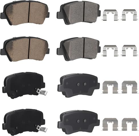 Front Ceramic Rear Semi-metallic Disc Brake Pads Set for Hyundai Elantra 2011-2016, for Elantra GT 2013-2016, for Veloster 2012-2016 8PCS(With Hardware) in Saudi Arabia