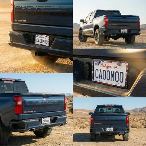 American Flag License Plate Frames for Car, Patriotic USA Stars and Stripes, 2 Pack with Screws and Screw Covers, License Plate Frame Holders, Rustic Style in Kuwait