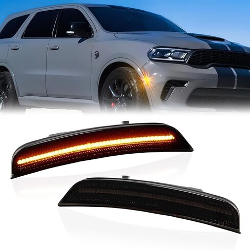LED Side Marker Lights for 2021 2022 2023 2024 2025 Dodge Durango Front Bumper Marker Lamp Reflectors 2PCS, Smoked Len (White) in Saudi Arabia