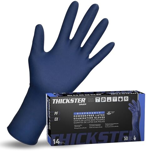 SAS Thickster Powder-Free Exam Grade Latex Disposable Gloves - 10 Boxes / 50 Ea. 500 Gloves Total. 14 Mil, 2XL, Blue. Fully Textured. 12" Length. Disposable Gloves. Puncture Resistant (6605-20) in Saudi Arabia