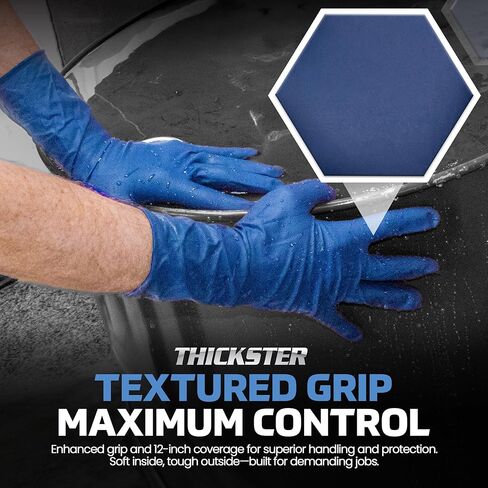 SAS Thickster Powder-Free Exam Grade Latex Disposable Gloves - 10 Boxes / 50 Ea. 500 Gloves Total. 14 Mil, 2XL, Blue. Fully Textured. 12" Length. Disposable Gloves. Puncture Resistant (6605-20) in Saudi Arabia